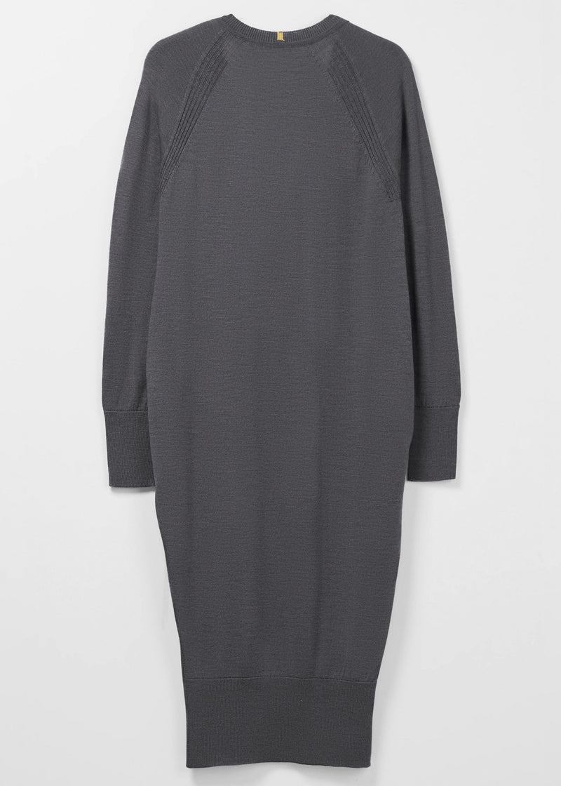 Ponti V-Neck Relax Fit Dress with Pockets - Concrete-London